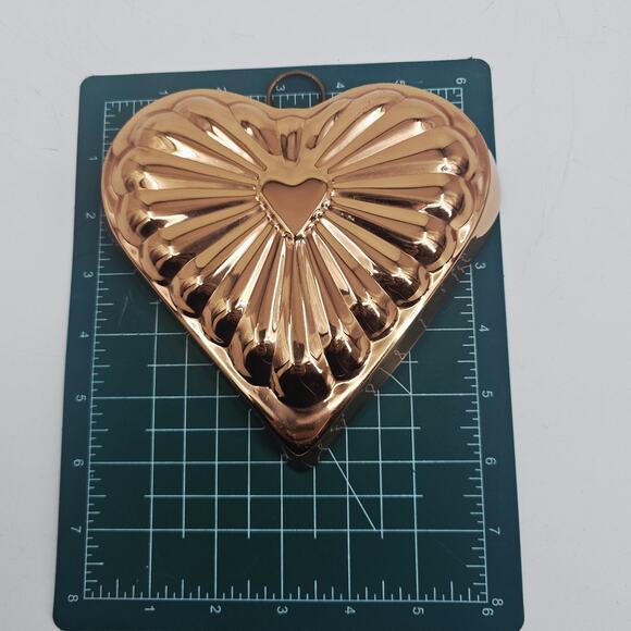 Vintage Copper Heart Shaped Jello Mold Pudding Pan Baking Kitchenware Farmcore - Picture 3 of 5